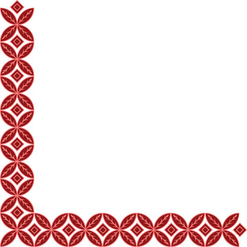 Red batik kawung traditional corner border illustration