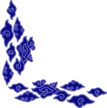 Batik megamendung corner border design illustration