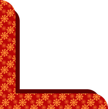 Red priyangan batik corner border pattern illustration