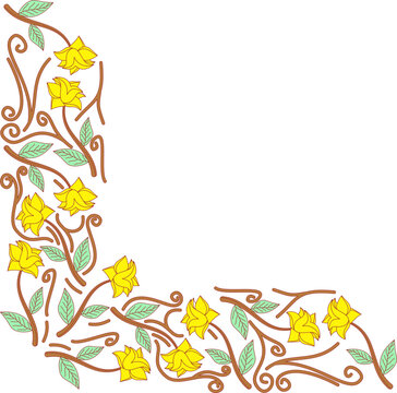 Batik floral corner border illustration