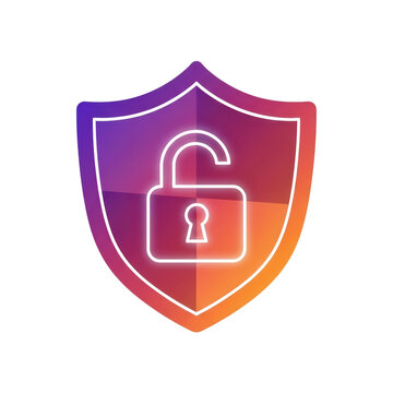 Colorful shield with padlock icon for security and protection