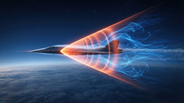 Futuristic Hypersonic Vehicle Surrounded by Plasma Flow