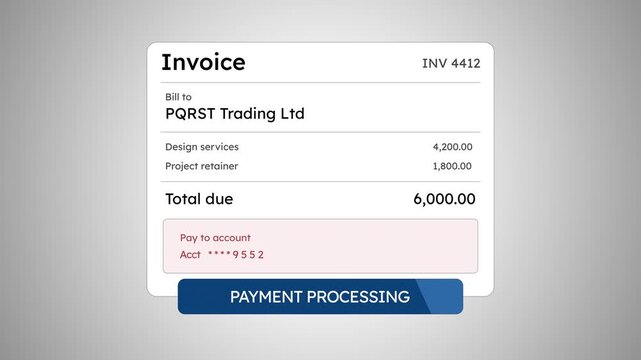 Invoice fraud redirecting a business payment to an unknown account