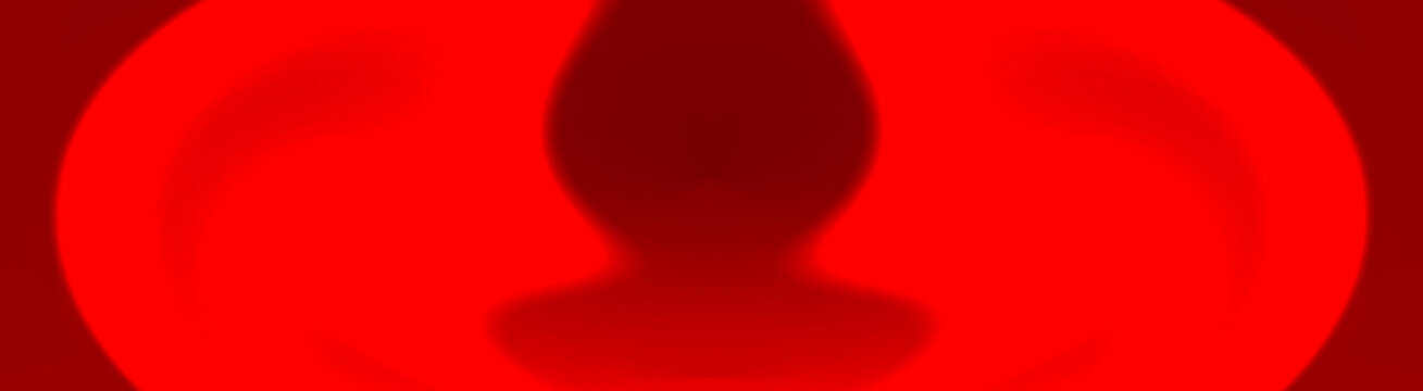 A vibrant red abstract background featuring smooth, dark curves that subtly suggest the silhouette of a human head and shoulders. Ideal for identity and design concepts.