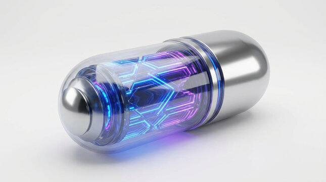 Medicine ai personalized capsule futuristic metallic pill healthcare science technology innovation pharmaceutical drug dosage medicine capsule