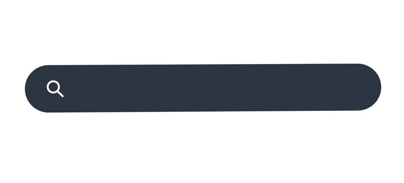 Dark navy search bar UI element with magnifying glass icon on white background