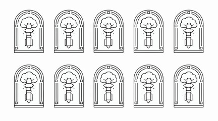 Fototapeta premium Atomic Bomb Explosion Icon Set, Nuclear War Symbol, Retro Design Graphics