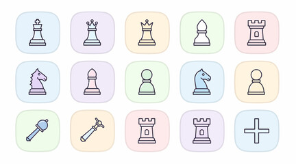 Fototapeta premium chess icons, pastel colors, strategy game