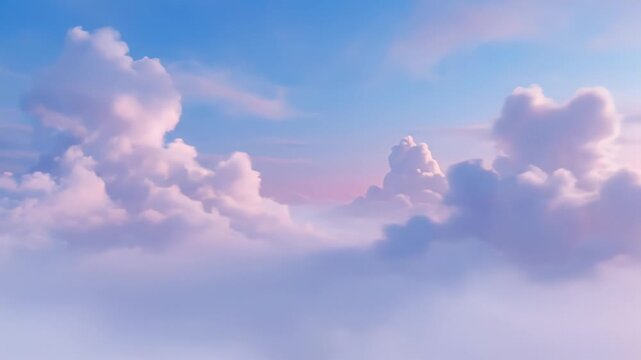 Pastel pink and blue clouds at sunset
