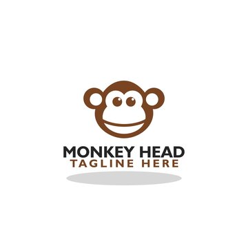 Monkey head logo icon with shadow