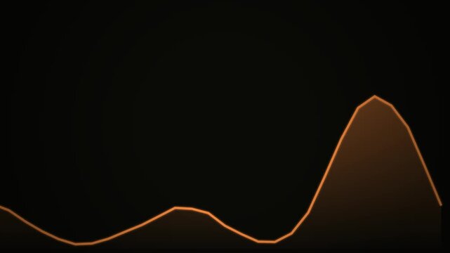 Abstract financial background featuring a glowing orange line graph bar motion effect representing market trends and data analysis on dark backdrop