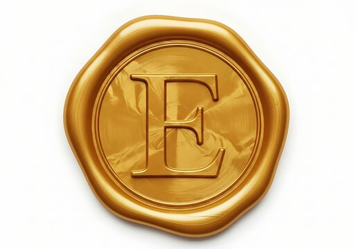 Gold embossed monogram letter F seal stamp