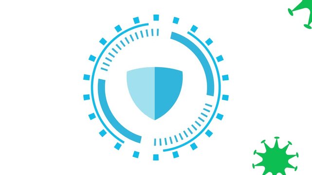 Shield Icon Blocking Virus Germs Animation Antivirus Protection Concept Motion Background