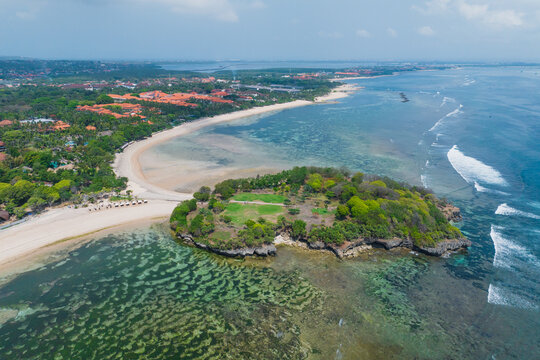 Aerial view of the natural scenery of Nusa Dua Beach, Bali, Indonesia