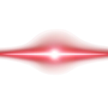 Bright glowing red horizontal light beam effect isolated on transparent background