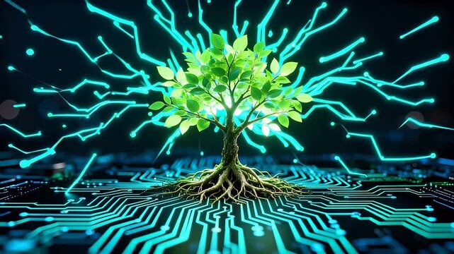 Tree growing on circuit board
