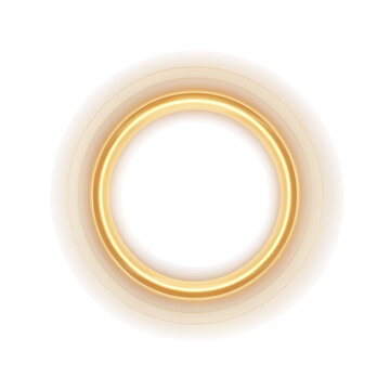 Glowing golden circular light ring effect isolated on transparent background