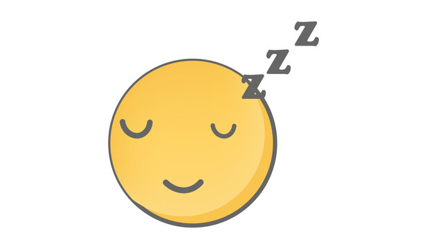 Sleeping face emoji Cute sleeping emoticon with closed eyes with zzz symbols vector illustration on transparent background