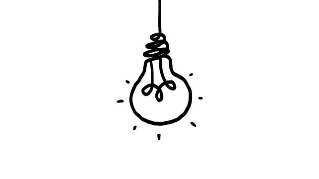 Minimalist hand drawn light bulb scribble doodle abstract animation on white background Seamless Loop 4K