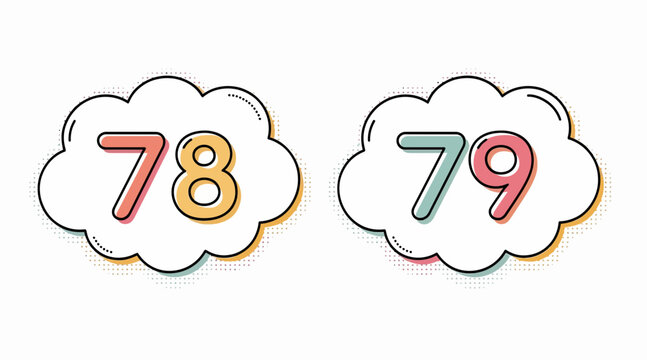colorful numbers 78 and 79 in clouds
