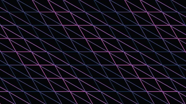 Pulsing triangle grid seamless loop, tessellated triangles glowing abstract background