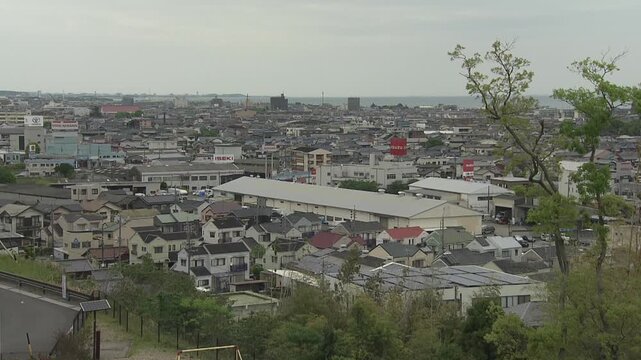 Fixed-angle overhead shot of Tsu City, Mie Prefecture (2).