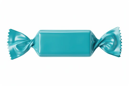 A single teal candy isolated on white background. Sweet treat concept.