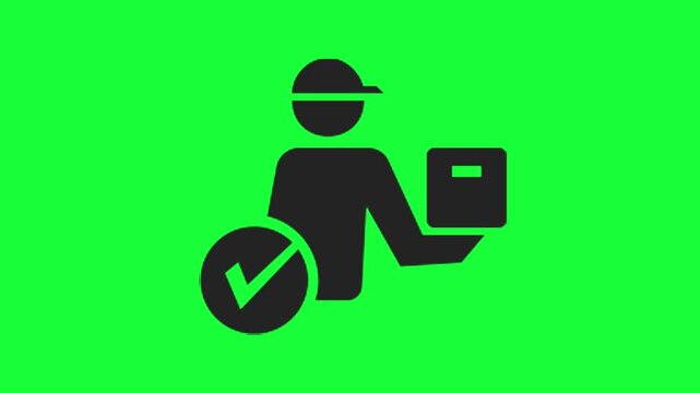 Delivery courier icon with a check mark for successful shipment