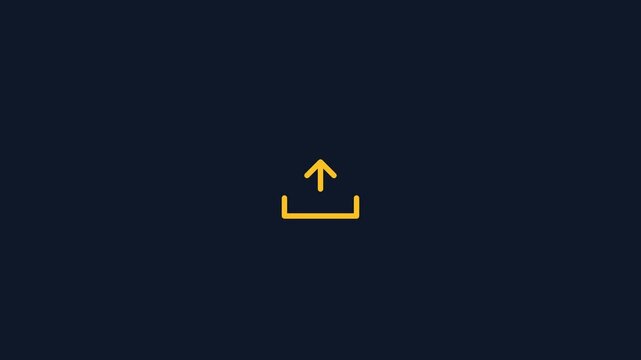 Minimalist Yellow Upload Arrow Symbol Animation Isolated on a Dark Blue Background for User Interface and Web Navigation Digital Design Elements