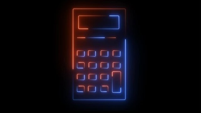 Glowing neon calculator on dark background