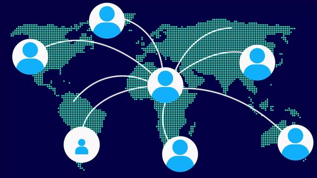 Silhouette world map with person icon highlighted in africa