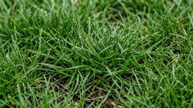 Close up view of healthy green grass blades outdoors.