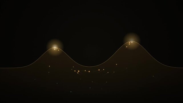 Abstract digital landscape with glowing particles and wave motion