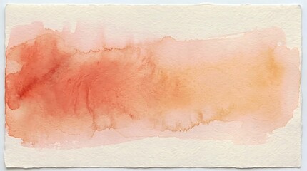 Fototapeta premium Abstract watercolor wash background in shades of coral, peach, and orange on textured paper