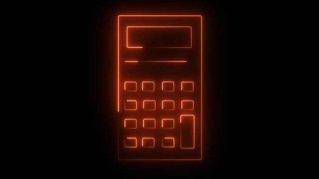 Glowing red neon calculator on dark background