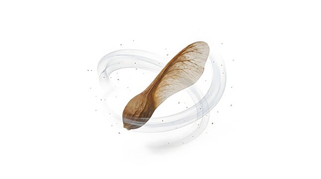 Single maple seed samara spinning in air