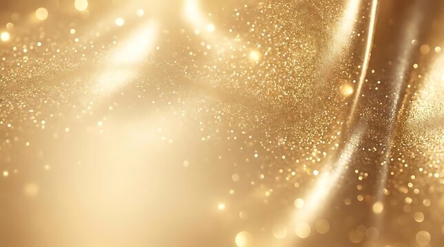 Soft gold fabric with glittering particles and gentle light effects