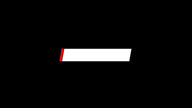 Modern minimal slanted lower third bar animation overlay with red accent. Clean broadcast style for video editing, streaming, presentations, and social media. 4K alpha channel.
