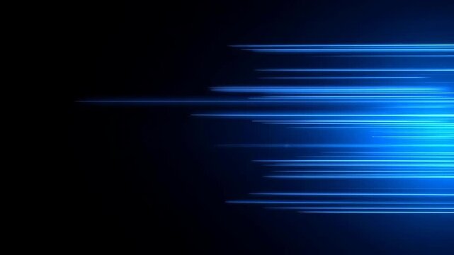 Blue horizontal light streaks with glowing particle highlights and dynamic motion across dark