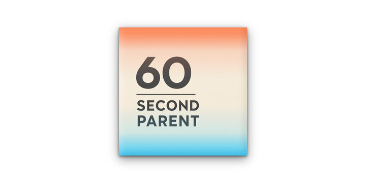 60 Second Parent logo, a modern gradient icon with text, ideal for quick parenting tips and family content, educational resource for busy parents