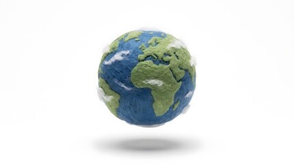 Fototapeta premium Stylized miniature Earth globe on white background