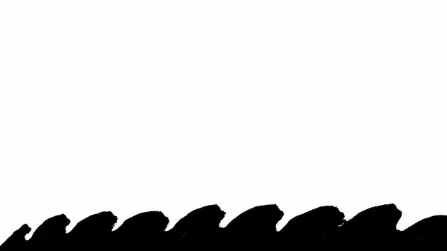 Artistic Abstract Animation of Jagged Black Hand Drawn Scribble Lines on White Surface Seamless Loop 4K