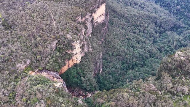 Aerial View of Wentworth Falls and Jamison Valley Cliffs