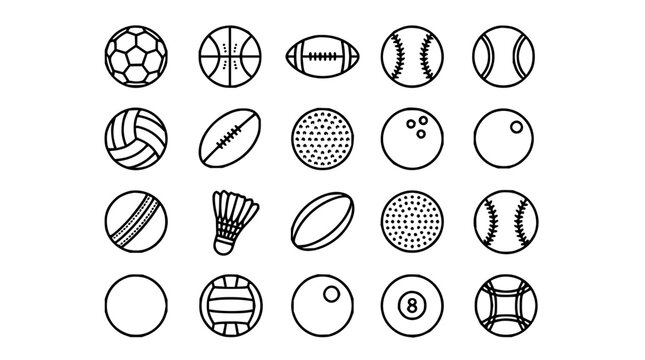 Twenty sports balls vector 202608050942 3 set with simple line art design featuring line art, illustrations, graphic resources with vector and design elements