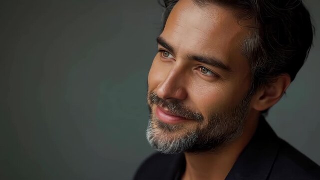 Male portrait beard thoughtful soft lighting handsome bearded man portrait with trimmed salt