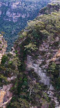 Aerial View of Three Sisters Rock Formation in Blue Mountains