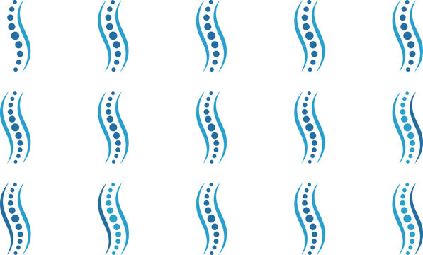 Seamless pattern of human spine icons on white background.