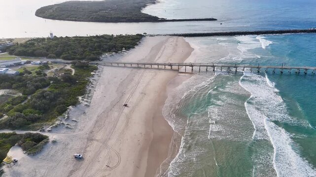 Aerial View of Main Beach and Sand Bypass Jetty in Queensland