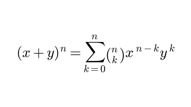 Binomial Theorem, high-level mathematics equation overlay, black transparent 4K