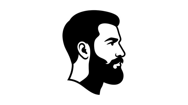 Man profile silhouette vector icon with beard